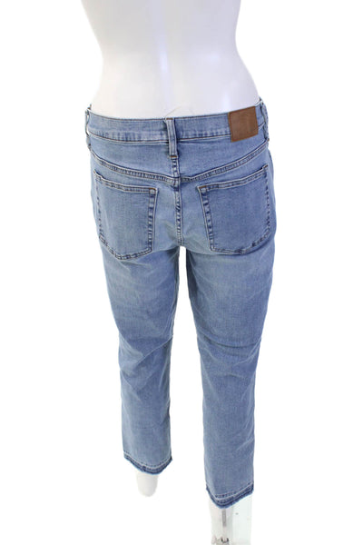 J Crew Womens Cotton Button Straight Fray Leg Denim Jeans Blue Size EUR 29