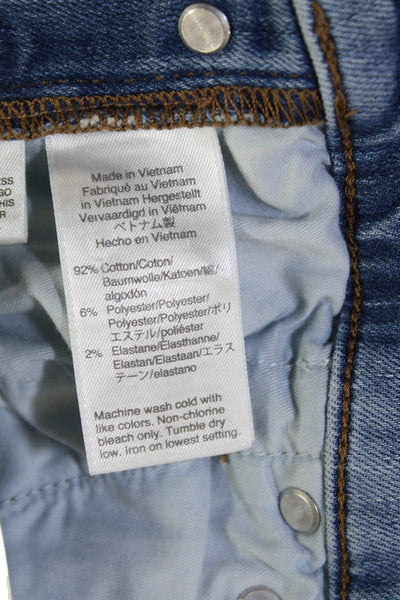 J Crew Womens Cotton Button Straight Fray Leg Denim Jeans Blue Size EUR 29