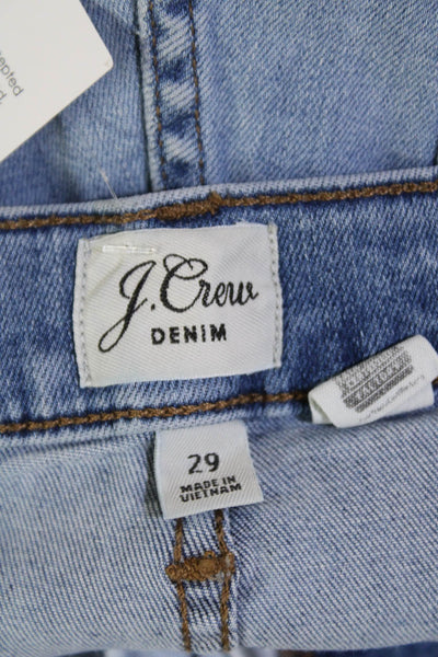 J Crew Womens Cotton Button Straight Fray Leg Denim Jeans Blue Size EUR 29