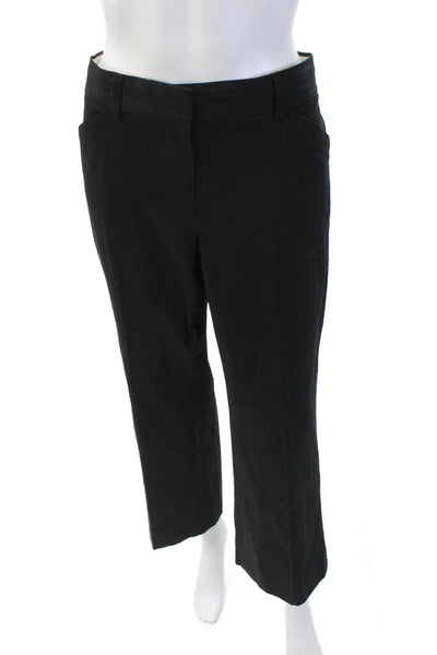 Theory Womens Cotton Zip Straight Leg Lined Pleated Pants Black Size EUR 30