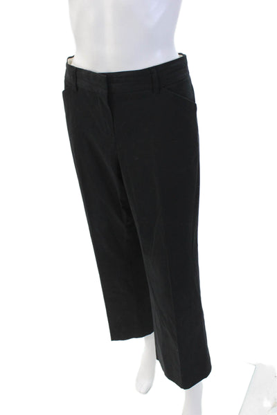 Theory Womens Cotton Zip Straight Leg Lined Pleated Pants Black Size EUR 30