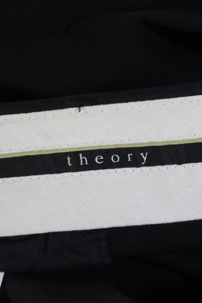 Theory Womens Cotton Zip Straight Leg Lined Pleated Pants Black Size EUR 30