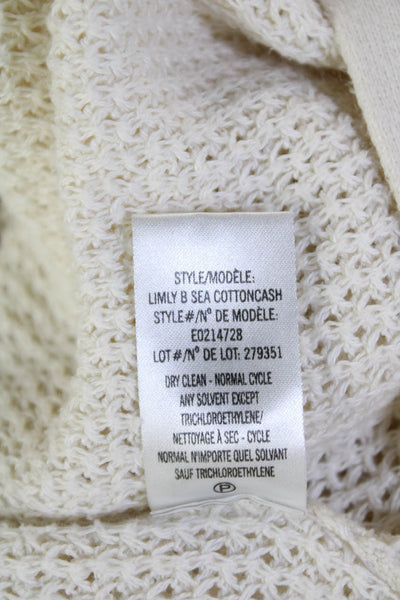 Theory Womens Cotton Long Sleeve V-neck Casual Knit Sweater Cream Size XS