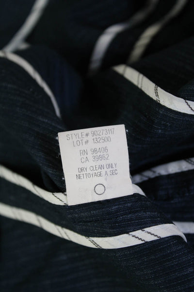 Theory Womens Cotton Long Sleeve Button Stripe Collar Blazer Navy Size 08