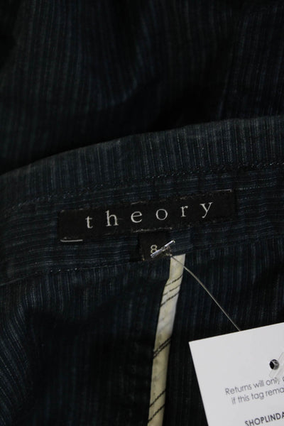 Theory Womens Cotton Long Sleeve Button Stripe Collar Blazer Navy Size 08