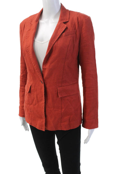 Pendleton Womens Linen Long Sleeve Collar Lined Casual Top Red Size 02