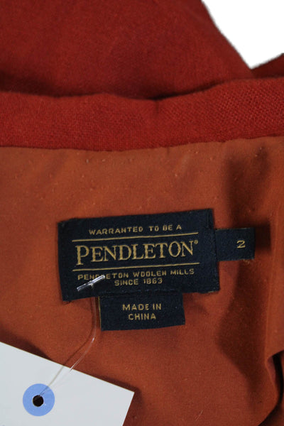 Pendleton Womens Linen Long Sleeve Collar Lined Casual Top Red Size 02