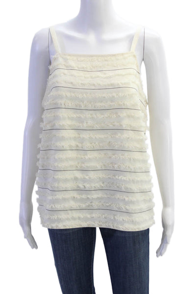 Maeve Anthropologie Womens Striped Sleeveless Tank Top White Black Size 14