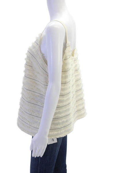 Maeve Anthropologie Womens Striped Sleeveless Tank Top White Black Size 14