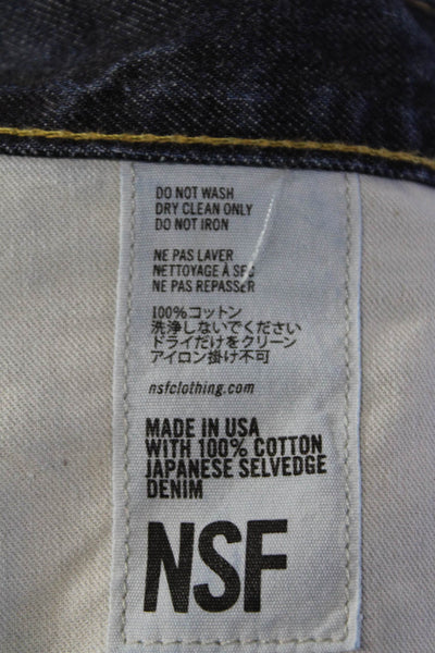 NSF Womens Cotton Distressed Detail Buttoned Straight Legged Pants Blue Size 32