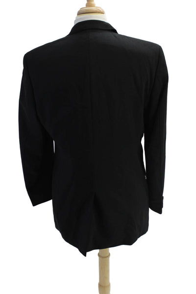 Boss Hugo Boss Mens Wool Pocketed Notched Collar Two Button Blazer Black Size 42