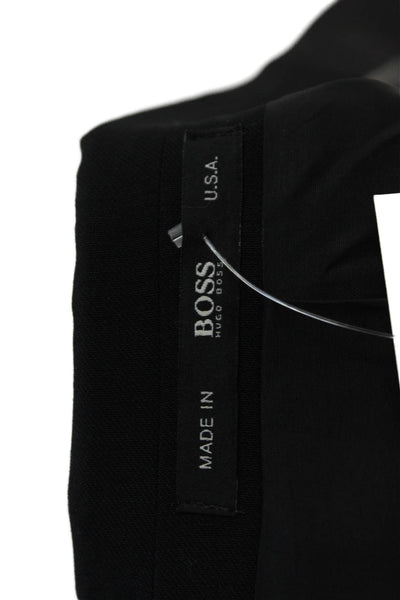 Boss Hugo Boss Mens Wool Pocketed Notched Collar Two Button Blazer Black Size 42