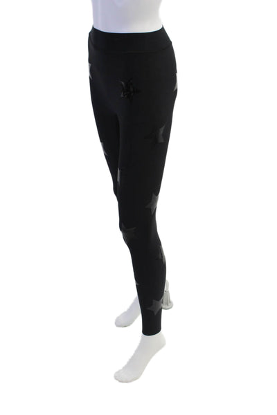 Ultracor Women's Elastic Waist Fitted Star Print Workout Legging Black Size XS