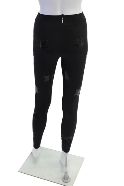Ultracor Women's Elastic Waist Fitted Star Print Workout Legging Black Size XS