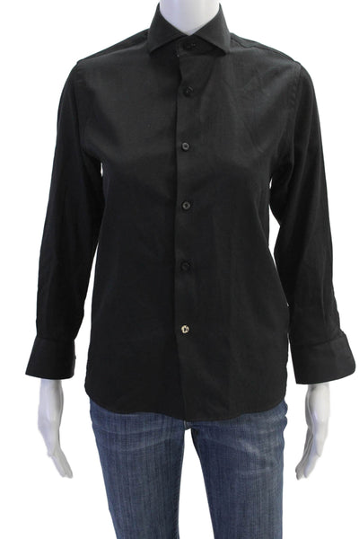 Luchiano Visconti Boys Collared Long Sleeves Button Up Dress Shirt Black Size 12