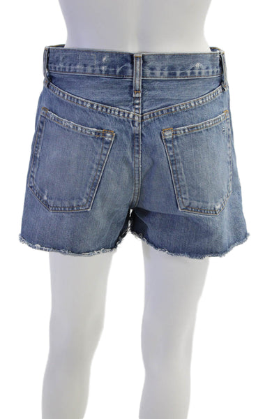 Rag & Bone Womens High Rise Distressed Zipper Trim Denim Shorts Blue Size 27