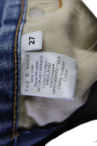 Rag & Bone Womens High Rise Distressed Zipper Trim Denim Shorts Blue Size 27