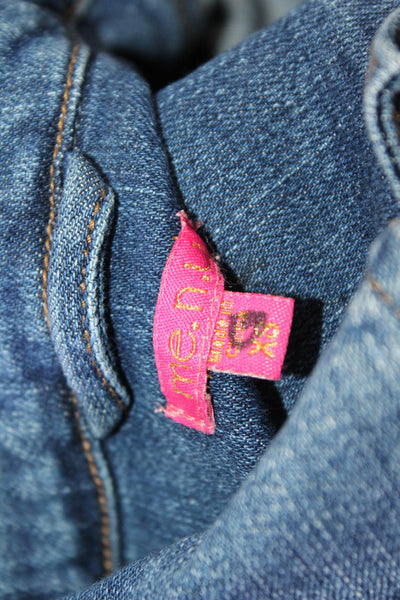 Me N U Womens Denim Button Down Cropped Jacket Blue Cotton Size Extra Small