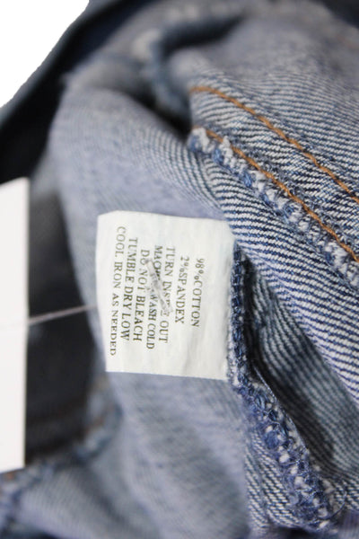 Me N U Womens Denim Button Down Cropped Jacket Blue Cotton Size Extra Small