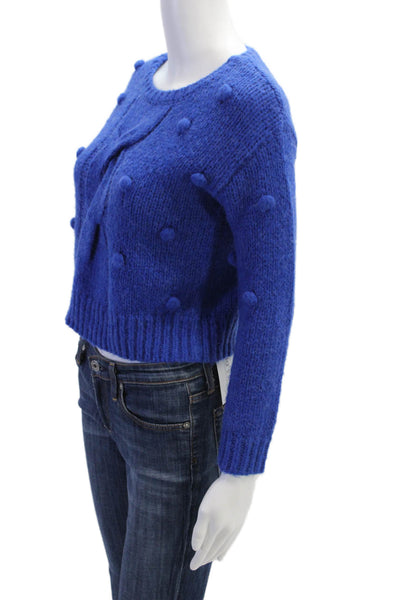 Central Park West Womens Long Sleeves Cable Knit Sweater Blue Size Medium