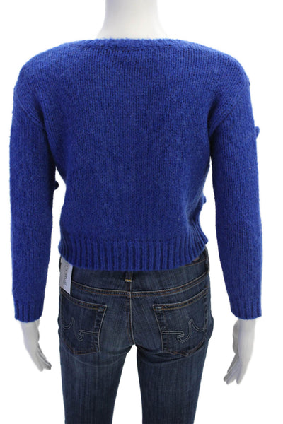 Central Park West Womens Long Sleeves Cable Knit Sweater Blue Size Medium