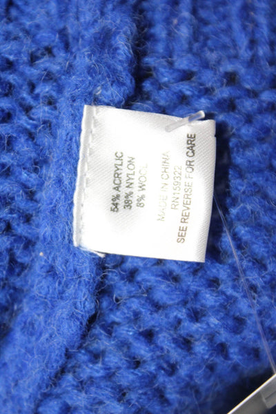 Central Park West Womens Long Sleeves Cable Knit Sweater Blue Size Medium