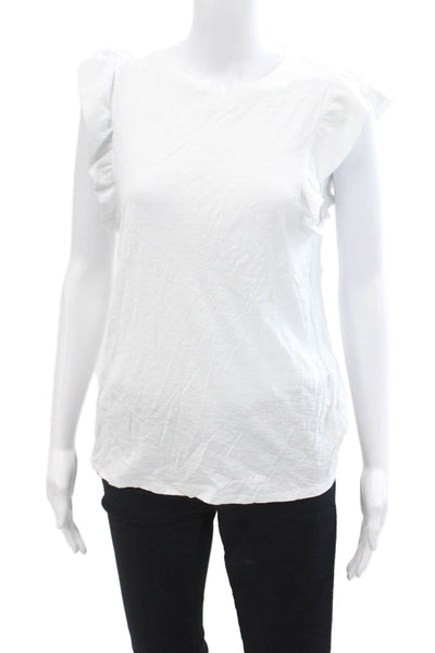 Nation LTD Womens Flutter Sleeve Crew Neck Tank Top Blouse White Size M
