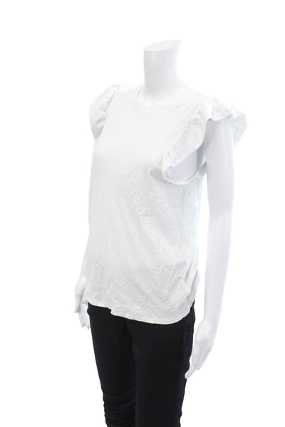 Nation LTD Womens Flutter Sleeve Crew Neck Tank Top Blouse White Size M