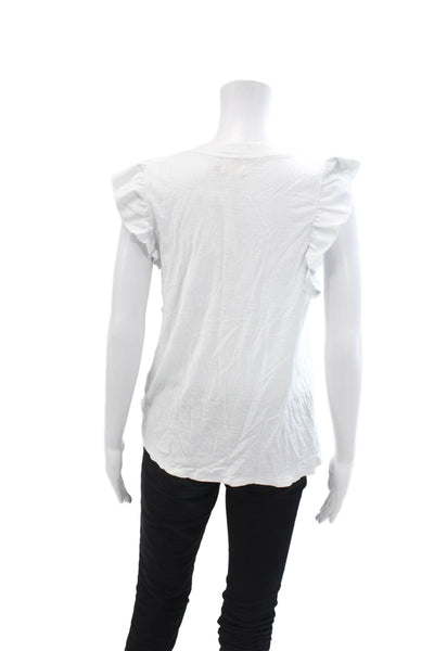 Nation LTD Womens Flutter Sleeve Crew Neck Tank Top Blouse White Size M