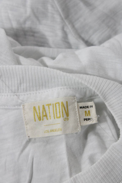 Nation LTD Womens Flutter Sleeve Crew Neck Tank Top Blouse White Size M