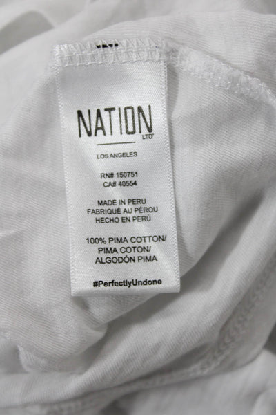 Nation LTD Womens Cotton Ruffled V-Neck Short Sleeve Blouse White Size S