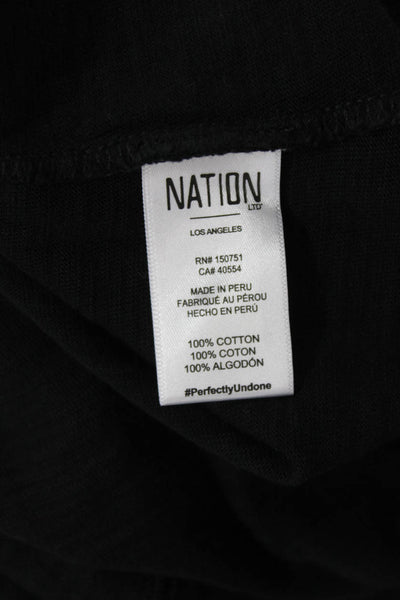 Nation LTD Womens Cotton Short Sleeve Scoop Neck Blouse Black Size M