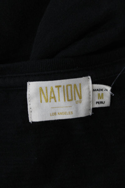 Nation LTD Womens Cotton Short Sleeve Scoop Neck Blouse Black Size M
