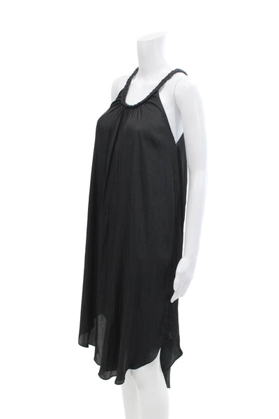 Calypso Saint Barth Womens Braided Strap Sleeveless Trapeze Dress Black Size M