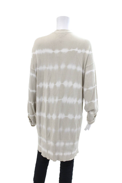 Sanctuary Womens Cotton Tie Dye V-Neck Long Duster Cardigan Beige Size M