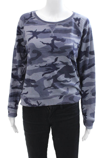 Rails Womens Crew Neck Camouflage Print Long Sleeve Sweatshirt Blue Size M