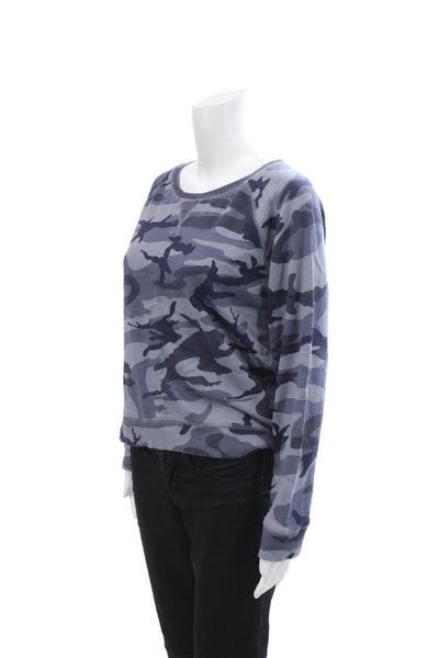 Rails Womens Crew Neck Camouflage Print Long Sleeve Sweatshirt Blue Size M