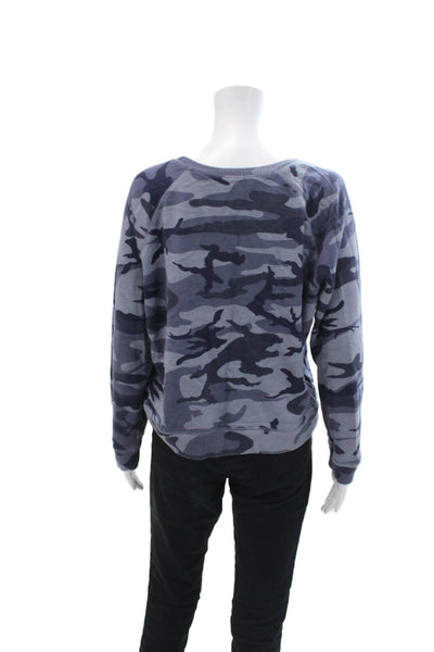 Rails Womens Crew Neck Camouflage Print Long Sleeve Sweatshirt Blue Size M