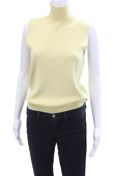 Linda Allard Ellen Tracy Womens Wool Sleeveless Turtleneck Top Yellow Size M