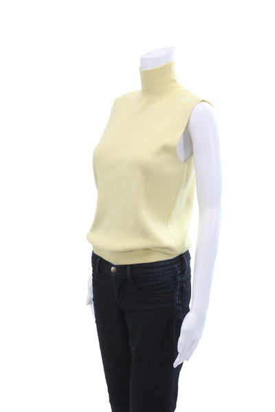 Linda Allard Ellen Tracy Womens Wool Sleeveless Turtleneck Top Yellow Size M