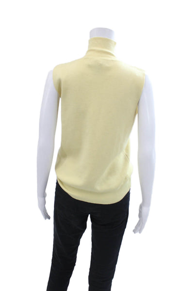 Linda Allard Ellen Tracy Womens Wool Sleeveless Turtleneck Top Yellow Size M