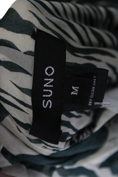 Suno Womens Silk Striped Tiered Sleeveless Halter Neck Mid-Calf Dress Green Size