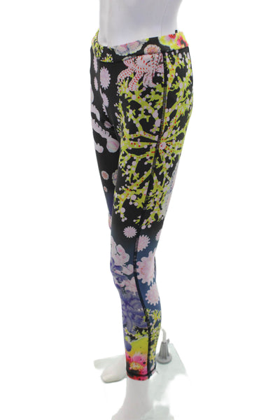 Cynthia Rowley Womens High Waisted Abstract Print Zippered Leggings Black Size 6