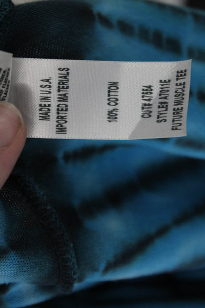 Agolde Womens Cotton Sleeveless Crew Neck Tie Dyed Tank Top Blue Size S