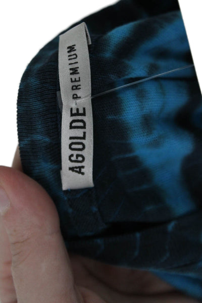 Agolde Womens Cotton Sleeveless Crew Neck Tie Dyed Tank Top Blue Size S