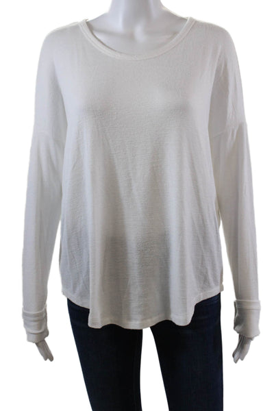 Rag & Bone Womens Solid Round Neck Pullover Long Sleeve Top White Size M