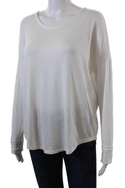 Rag & Bone Womens Solid Round Neck Pullover Long Sleeve Top White Size M
