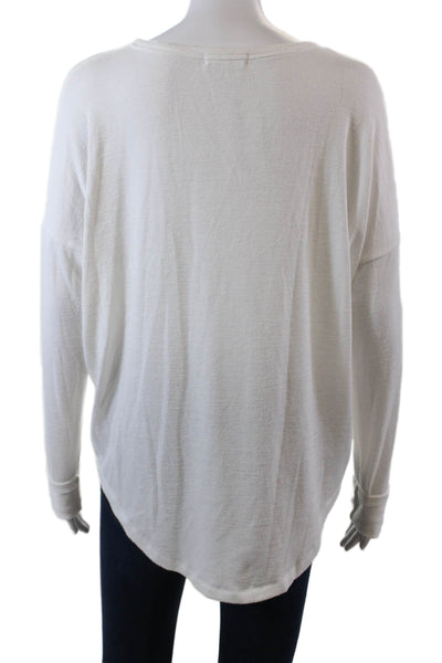 Rag & Bone Womens Solid Round Neck Pullover Long Sleeve Top White Size M