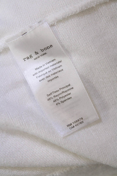 Rag & Bone Womens Solid Round Neck Pullover Long Sleeve Top White Size M