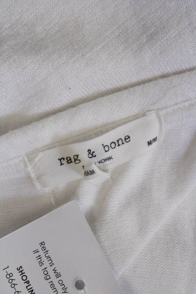 Rag & Bone Womens Solid Round Neck Pullover Long Sleeve Top White Size M